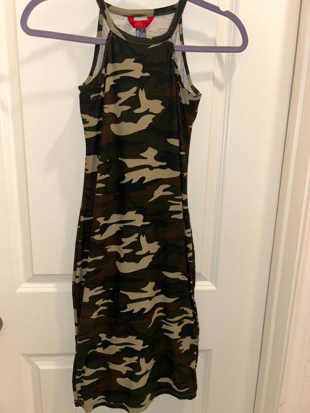 Motel Rocks Olive Green Camo Tank Dress